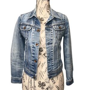 Madewell Denim Jacket XS Blue Stretch Button Front Classic Jean Jacket